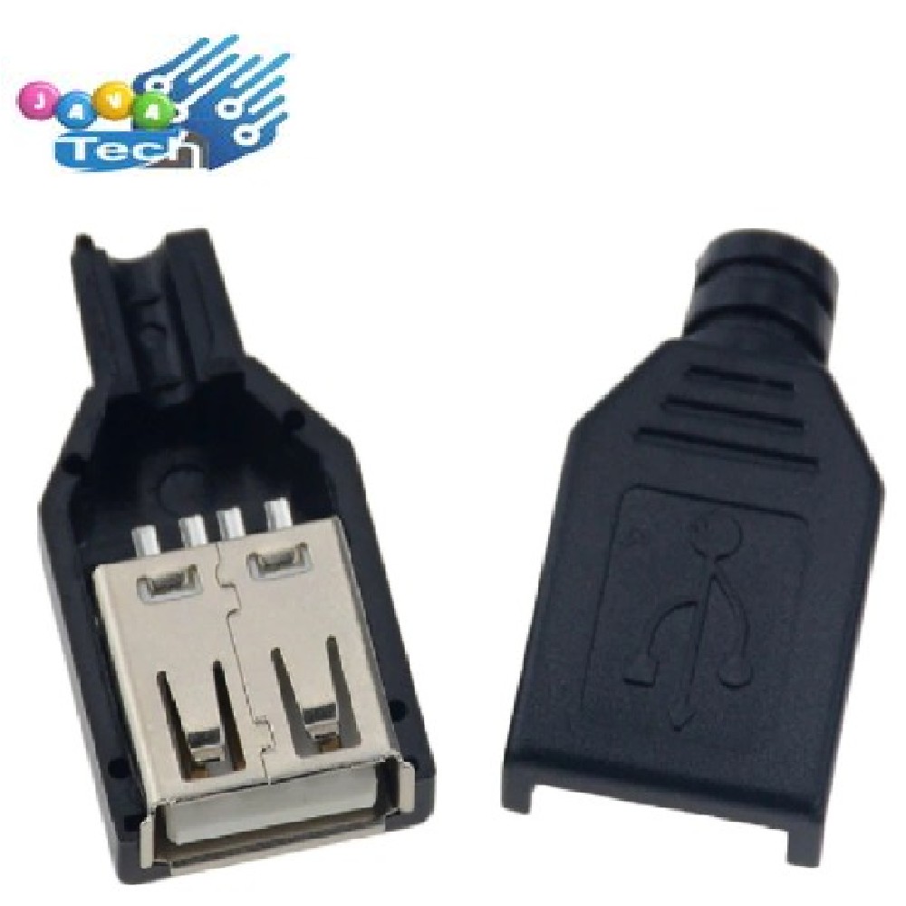 Konektor USB Jack Female Tipe-A 4 Pin Kabel Cover Plastik