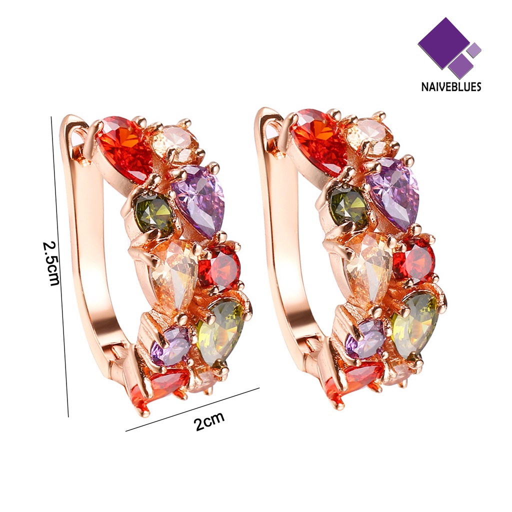 1 Pasang Anting Hoop Zircon Warna-Warni Untuk Wanita