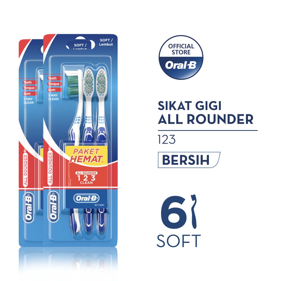 Oral-B Sikat Gigi All Rounder 123 Clean Soft 3s - Isi 2
