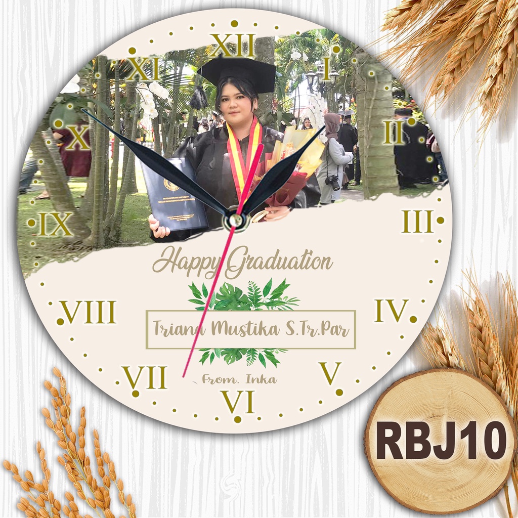 JAM DINDING KAYU CUSTOM NAMA FOTO HADIAH PERNIKAHAN UNIK KADO NIKAH NIKAHAN WEDDING ULANG TAHUN LUCU-RBJ10