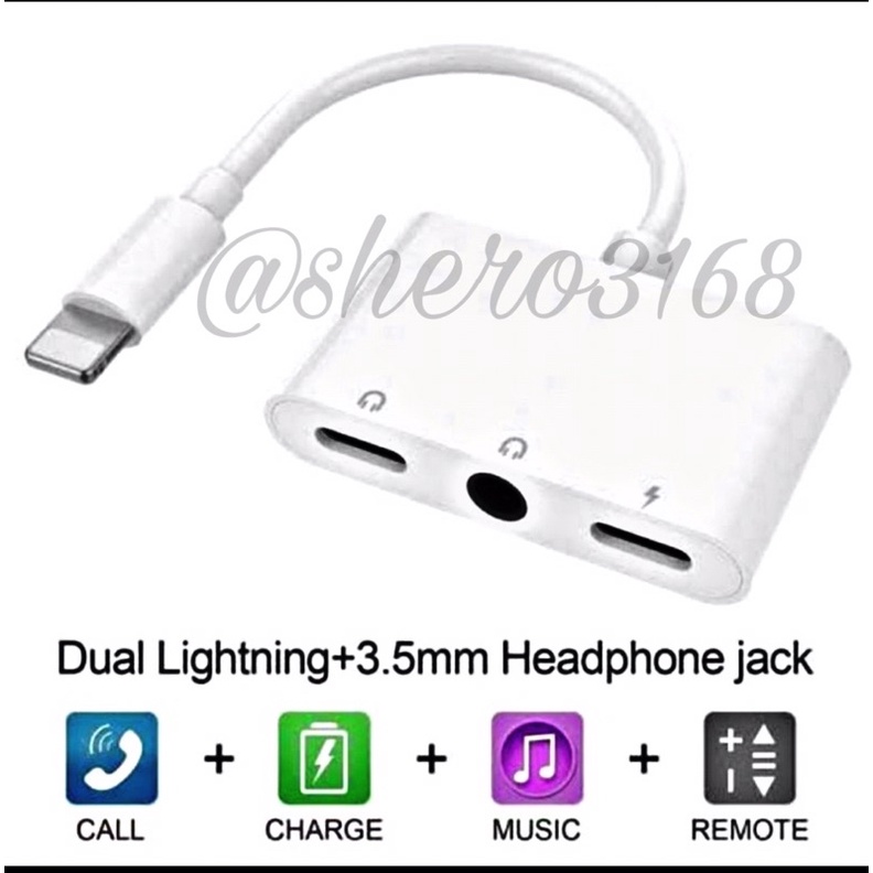 Splitter Iphone lightning 3in1 Converter Iphone 7/7+/8Plus/8/X/XS/XR/XSMAX/12/12promax/13/13promax