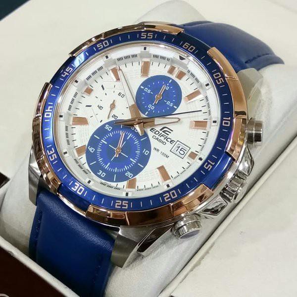 Jam Casio Edifice EFR 539L - 1Av Leather Blue