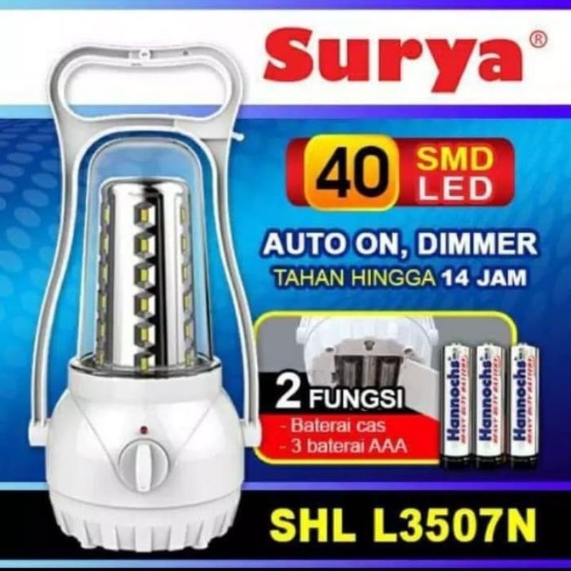 LAMPU EMERGENCY SURYA L-3507 BISA PAKE BATERAI