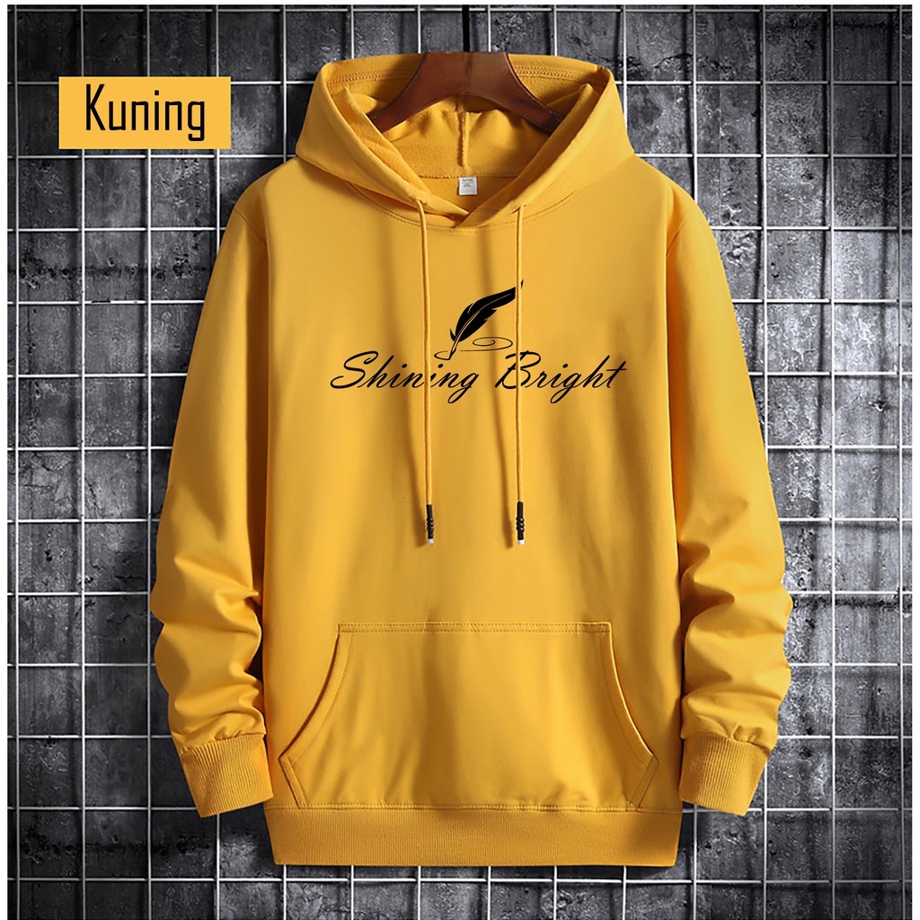 SHINING BRIGHT Jaket Distro Sweater Hoody Pria Wanita Bahan Fleece Tebal