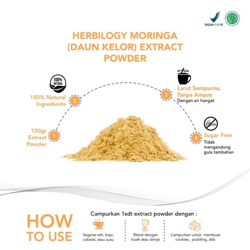 HERBILOGY MORINGA (DAUN KELOR) EXTRACT POWDER 100Gram