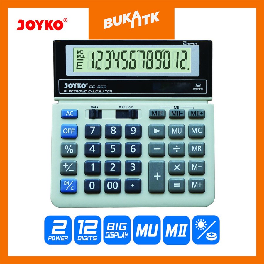 

Calculator / Kalkulator Meja 12 Digit 2 Power Joyko CC-868 CC 868 ATK