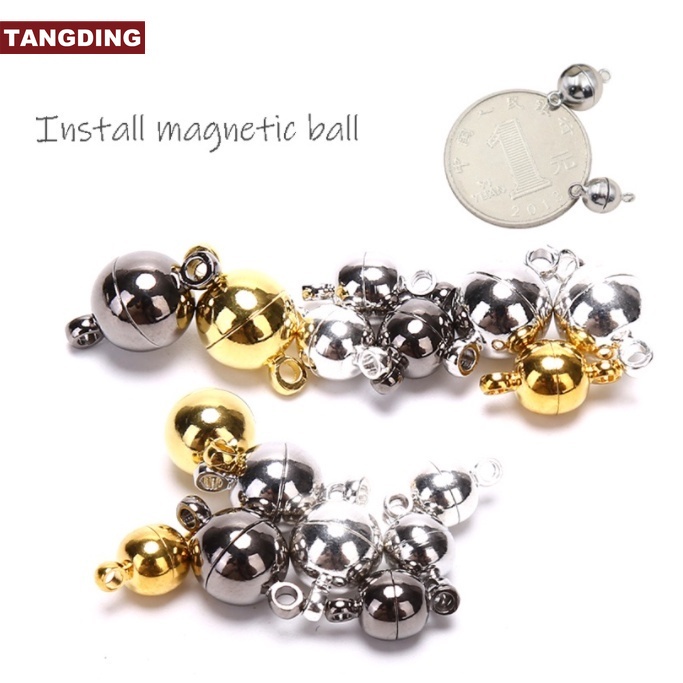 【COD Tangding】10pcs/set 8mm Fashion DIY Accessories Pearl Strong Magnet Buckle Necklace Bracelet Glossy Ball Sling Buckle