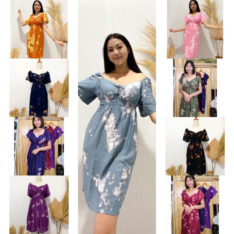 BAJU DASTER ZHARA BALI MOTIF TIEDYE KEKINIAN UNTUK WANITA MURAH BAHAN RAYON