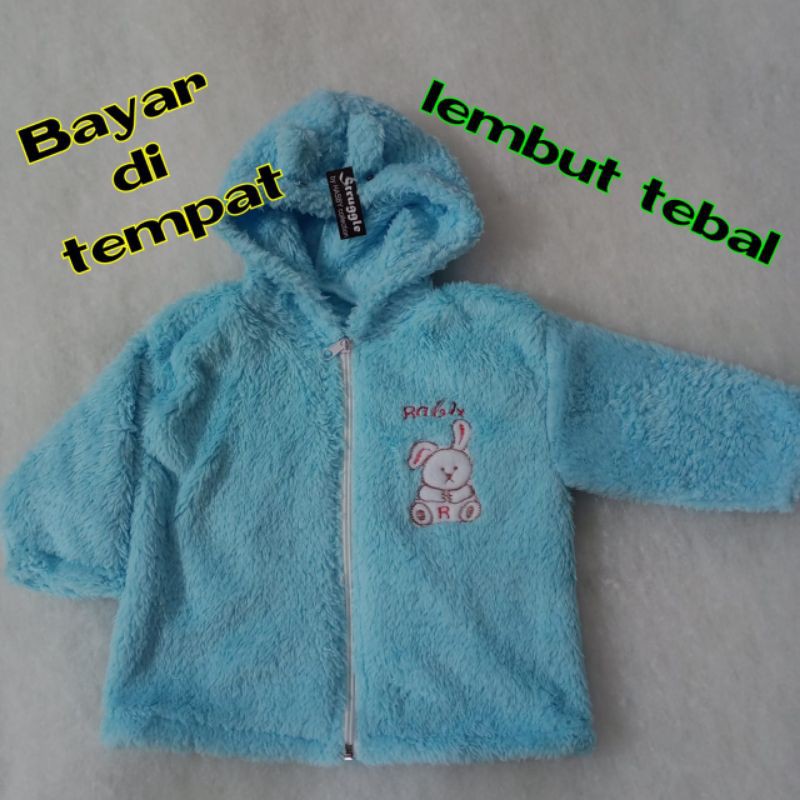 Jaket bayi lembut tebal bulu-Lembut tebal biru