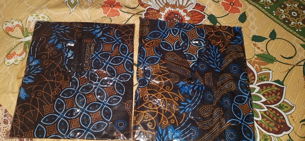 Couple Tunik Batik Motif Seno Biru M L Xl Xxl