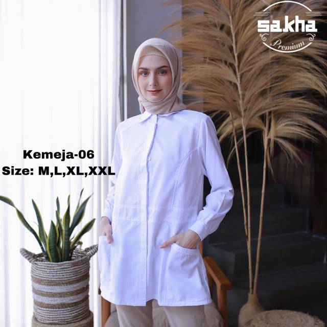 Kemeja PNS Atasan Kemeja Putih Wanita Kerja Murah / Pakaian Wanita PNS Guru Milenial ( Kemeja 06 )