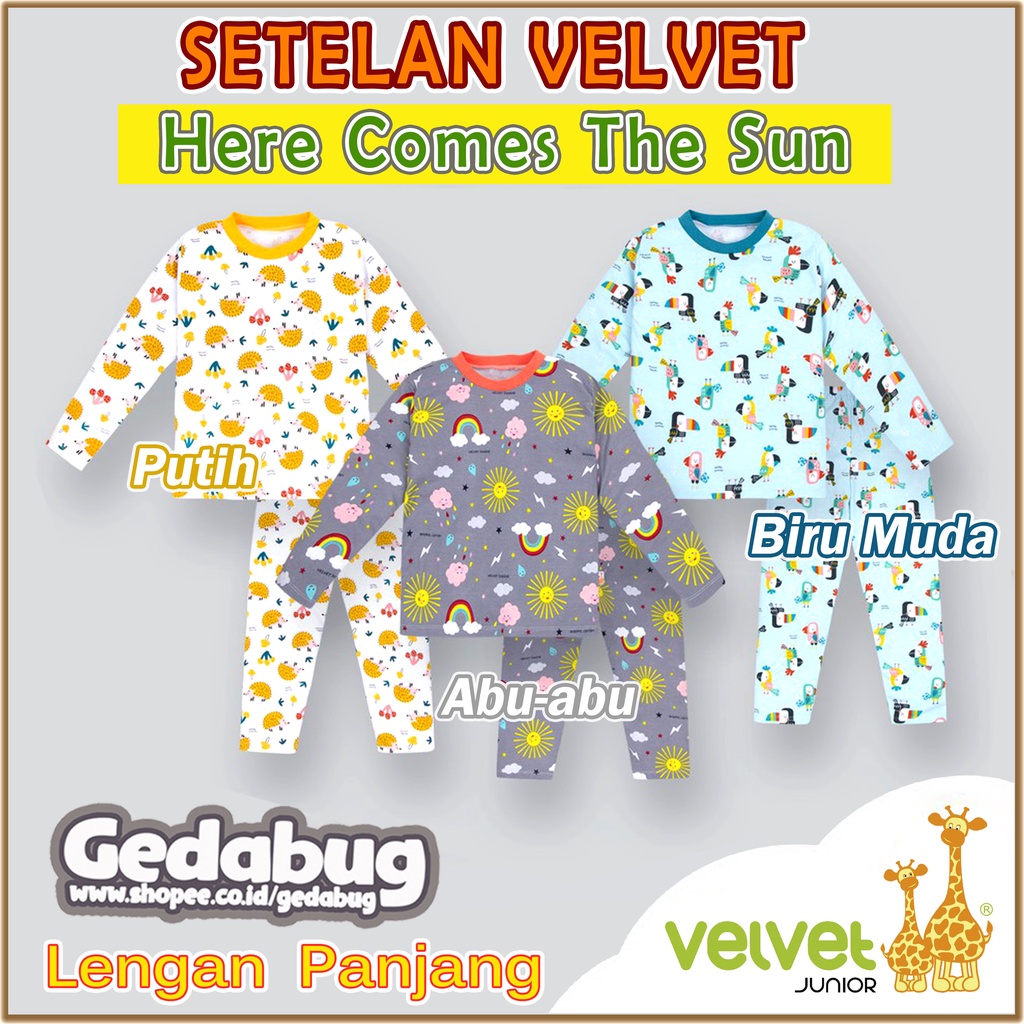 Setelan Piyama Anak Lengan Panjang | Velvet Junior Here Cuson The Sun | 100% Original