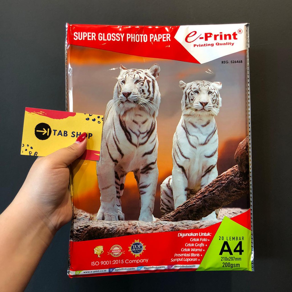 

TAB SHOP - EPRINT KERTAS FOTO A4 200 GSM - E-PRINT SUPER GLOSSY PFOTO PAPER 200 GSM A4 20 LEMBAR