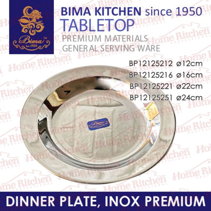 BIMA Heritance BP12125251 Piring Makan Dinner Plate Stainless 24cm Piring Stainless Steel