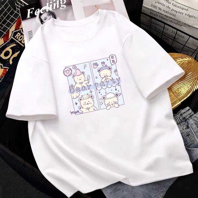 MYSTIQUE.ID-BAJU KAOS BEAR PARTY T-SHIRT LUCU DAN AESTHETIC