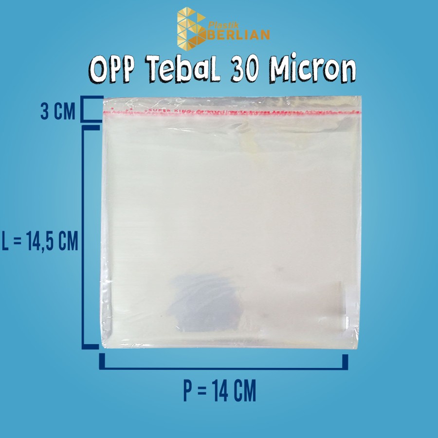 

14,5 x 14 cm Plastik OPP TEBAL 30 MICRON (100 lbr)