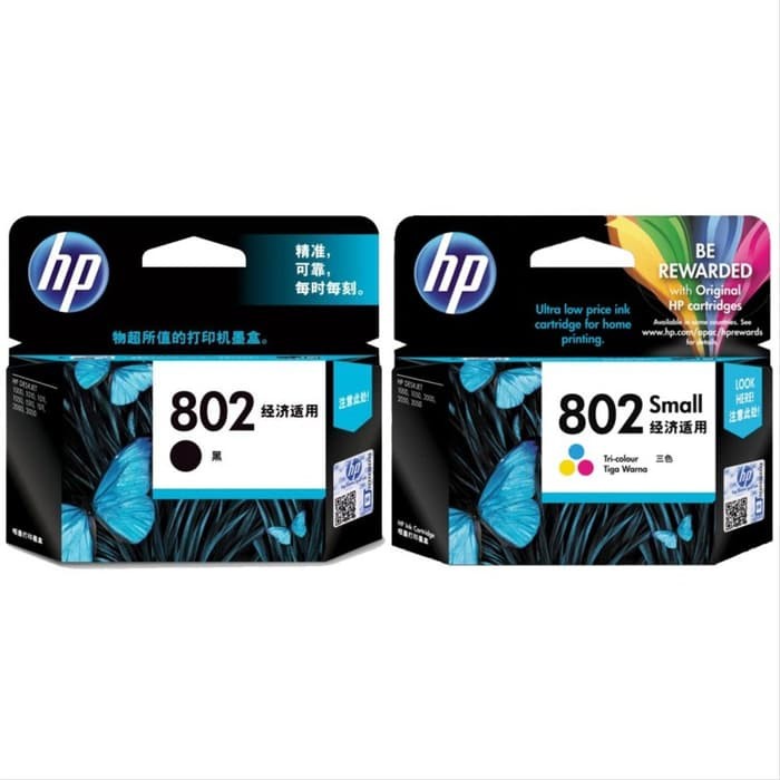 Tinta Printer HP 802 black dan color