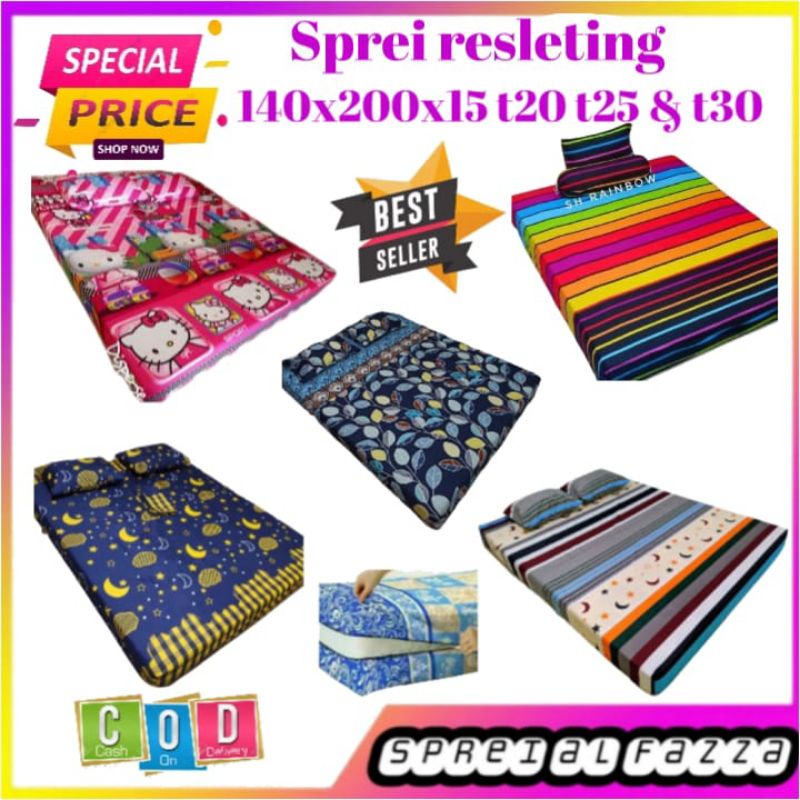 sarung kasur busa resleting seprai sleting karakter murah ukuran 140x200 tanpa sarung bantal