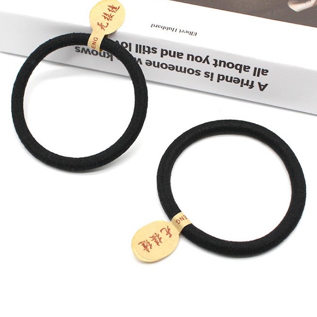 Gelang ikat rambut Daisy Sunflower Sakura elastis awet Gaya Korea-Hitam polos