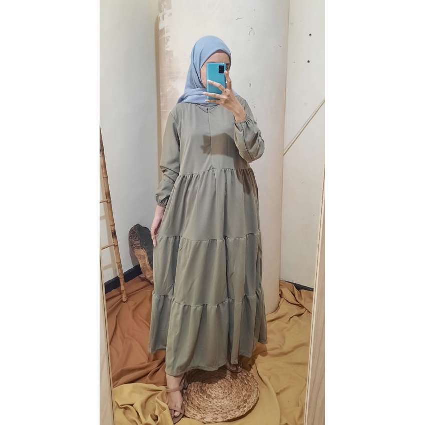 Gamis Wanita Lengan Panjang Fashion Muslim Diva BUSUI Fit  L-XL Lingkar Dada 100cm Panjang 130cm