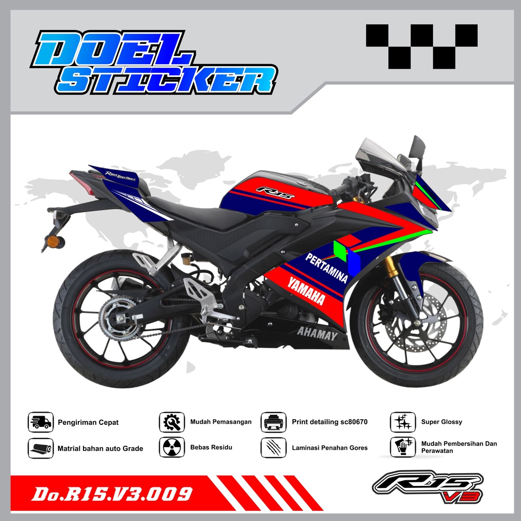 STICKER STRIPING R15 V3 - STICKER STRIPING SEMI FULL LIST VARIASI HOLOGRAM , CROME R15 V3 DOEL 009