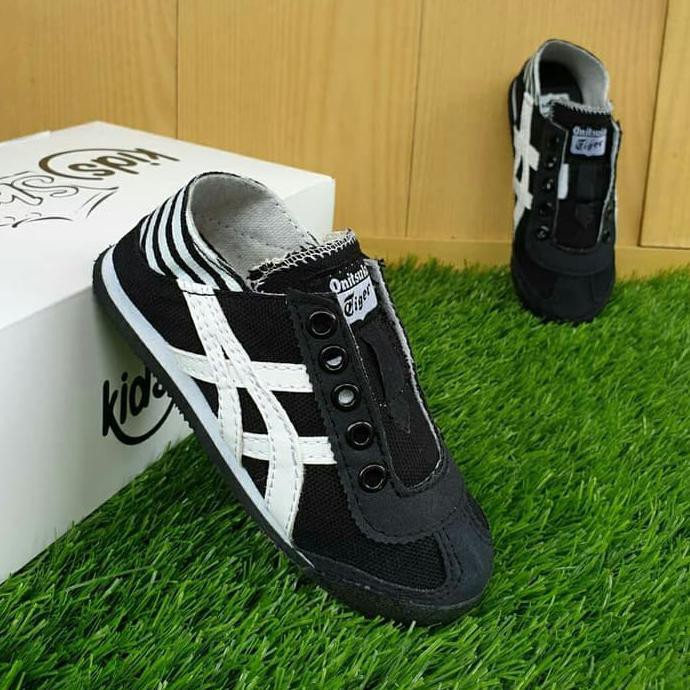 KUALITAS TERBAIK ONITSUKA SLIP ON KIDS_SEPATU ANAK_HITAM READY STOCK MURAH KEKINIAN