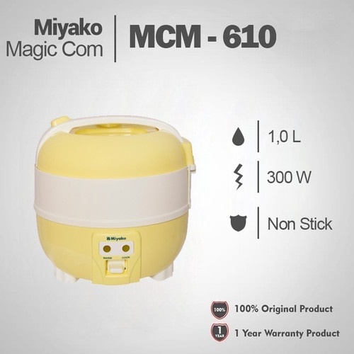 MIYAKO Rice Cooker MCM 610 Magic Com 1 Liter MCM610 Rice Com MCM-610