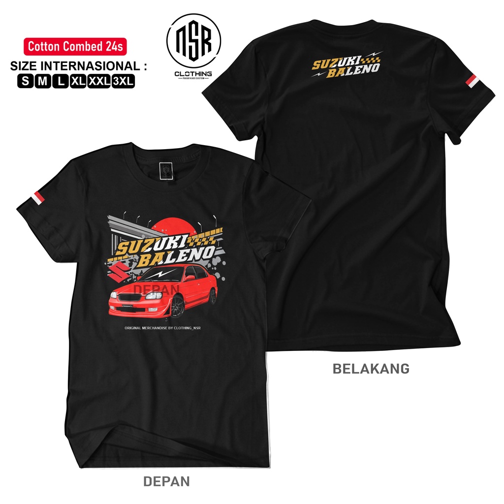 T-SHIRT SUZUKI BALENO /KAOS MOBIL BALENO/BAJU BALENO /COTTON COMBED 24S/SIZE INTERNASIONAL