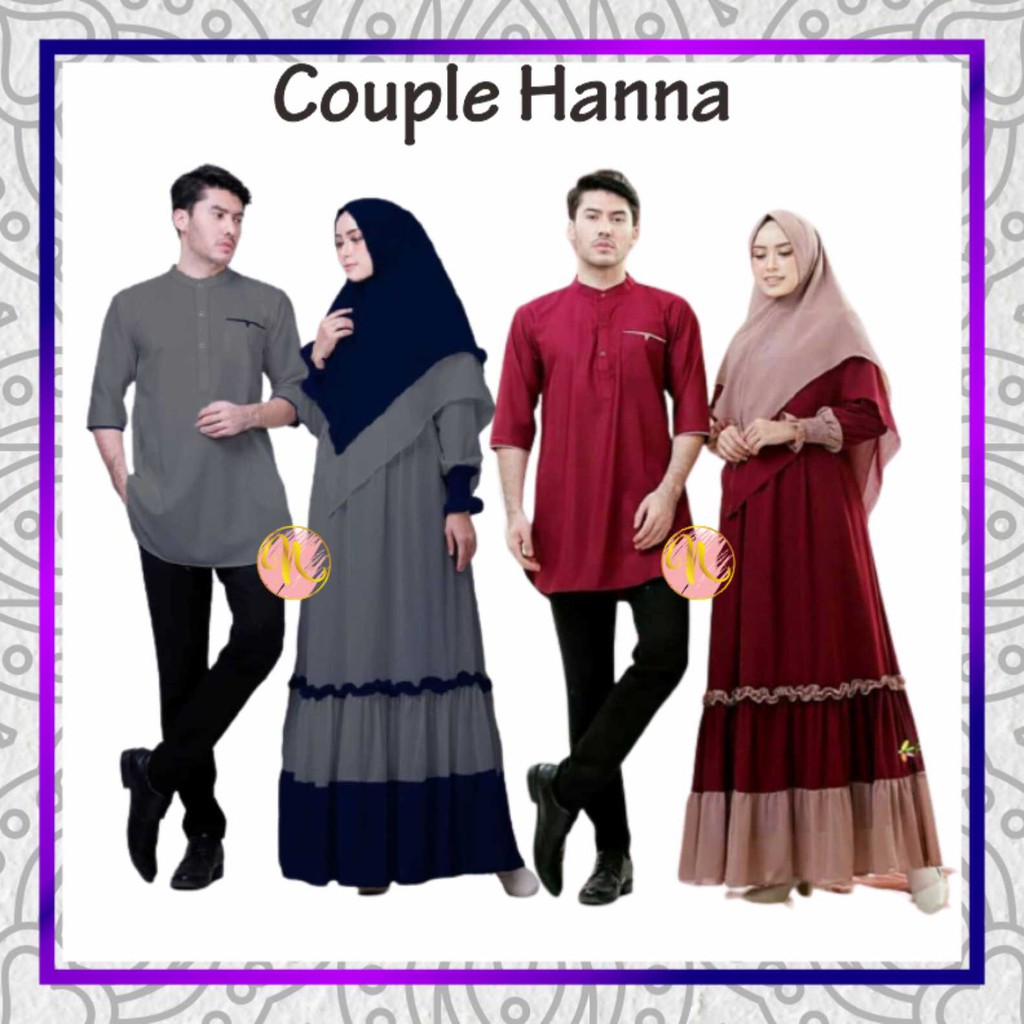 BAJU GAMIS COUPLE SARIMBIT KELUARGA PASANGAN MUSLIM NIBRAS AURORA PURPLE GAMIS PROMO TERBARU 2021
