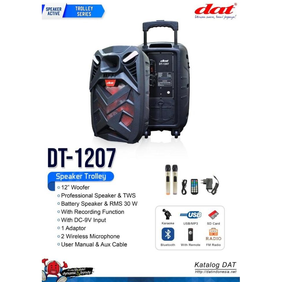 Speaker Aktif 12 Inch Dat Dt 1207 Trolley Speaker Usb Bluetooth Ppr8Cfio3N
