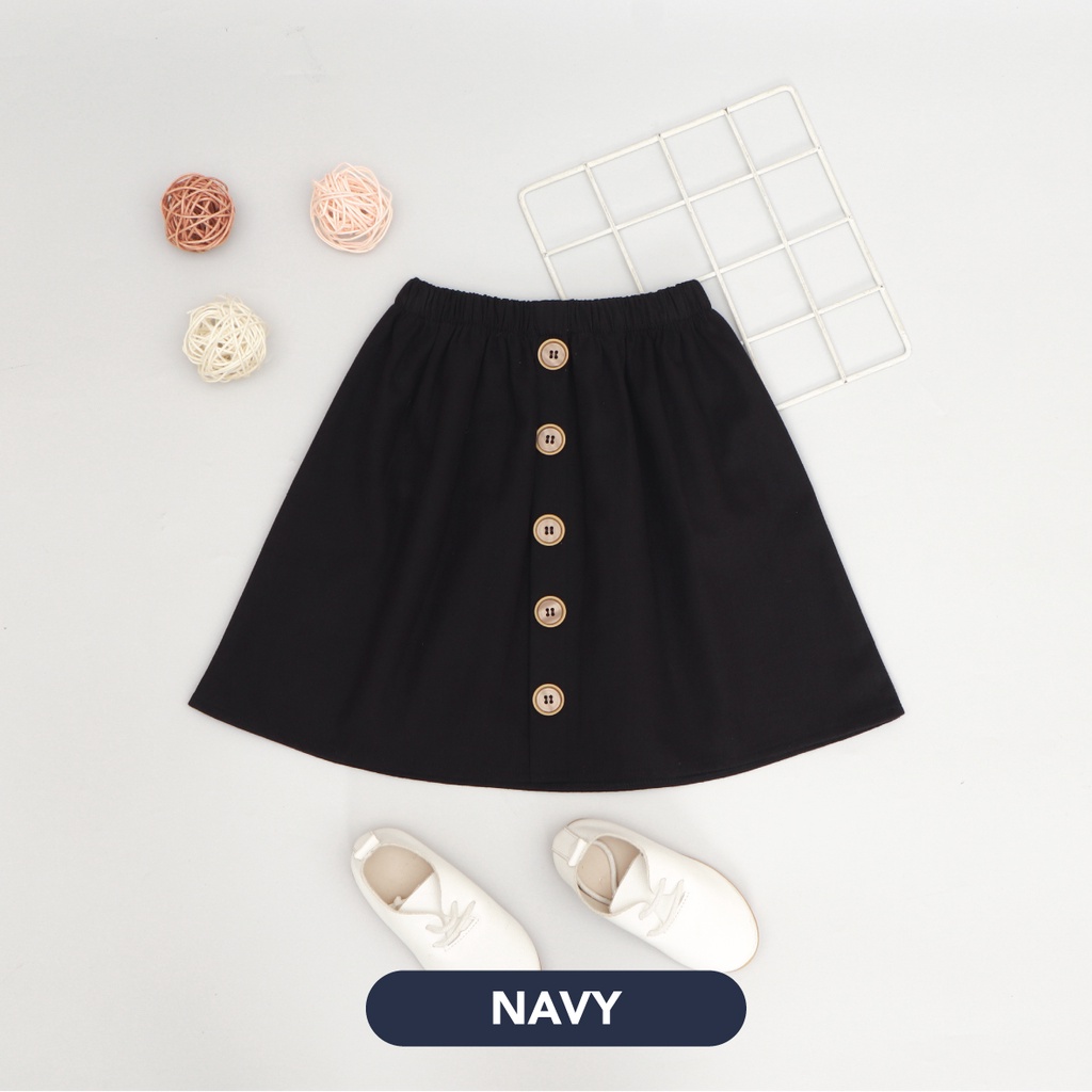 Mooi Rok Anak Perempuan Mikka Button Skirt-BLACK