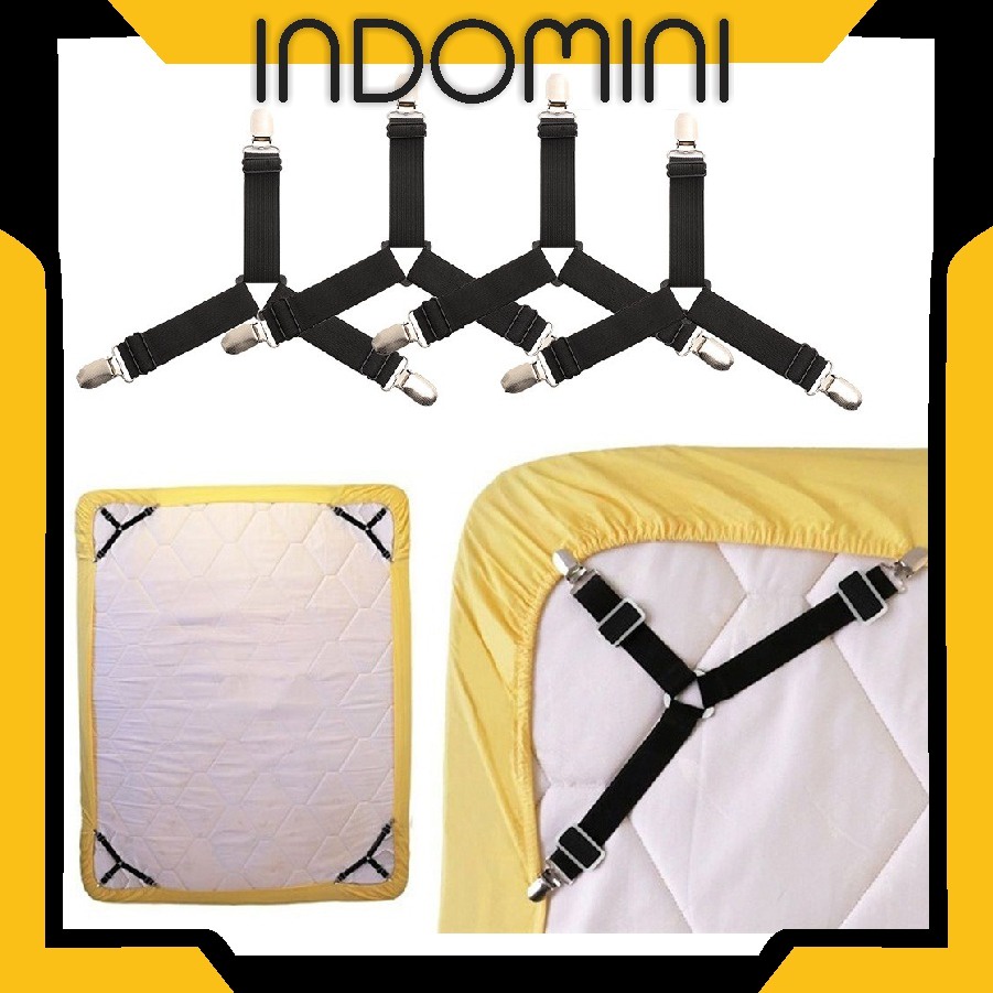 INDOMINI R512 Penjepit Sprei Bed Sheet sudut Jepitan Seprai 4 in 1 Pengait Besi Anti Geser BED SHEET GRIPS