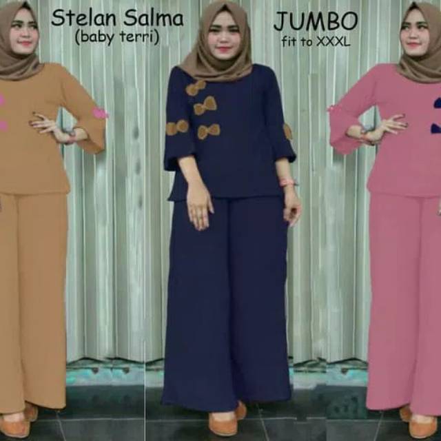Baju Muslim Setelan Salma Wanita Baju Jumbo Tunik