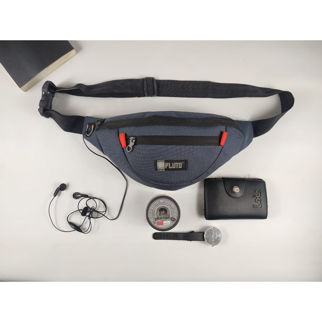 WAISTBAG TAS PINGGANG -TAS SLEMPANG PRIA - PLUTO  TERSEDIA WARNA NAVY - TAS SELEMPANG PRIA ORIGINAL