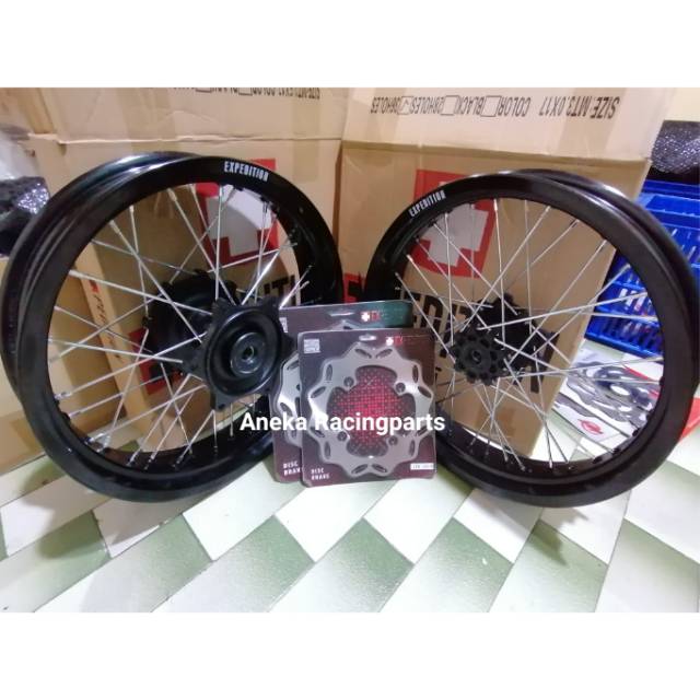 velg supermoto crf 150l set expedition 300-350x17 bonus stel dan piringan cakram siap pakai