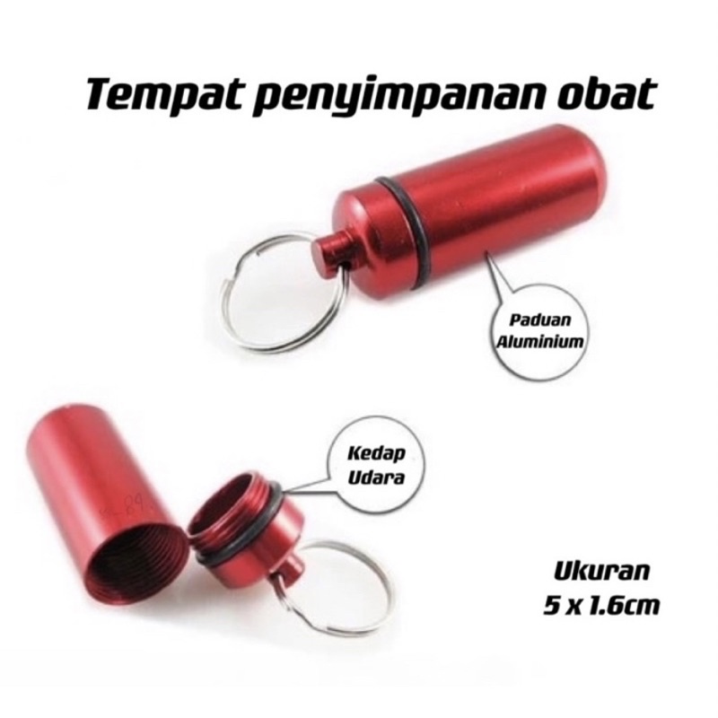 Tempat obat bentuk pil wadah obat mini tempat obat travel aluminium