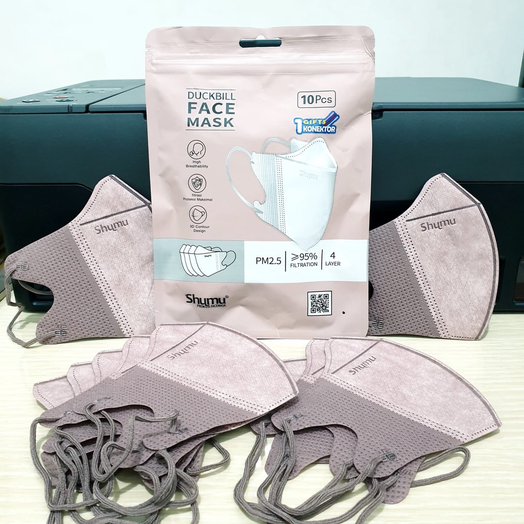 MASKER DUCKBILL SHUMU WARNA WARNI  4ply (free konektor)1 pack 10 pcs