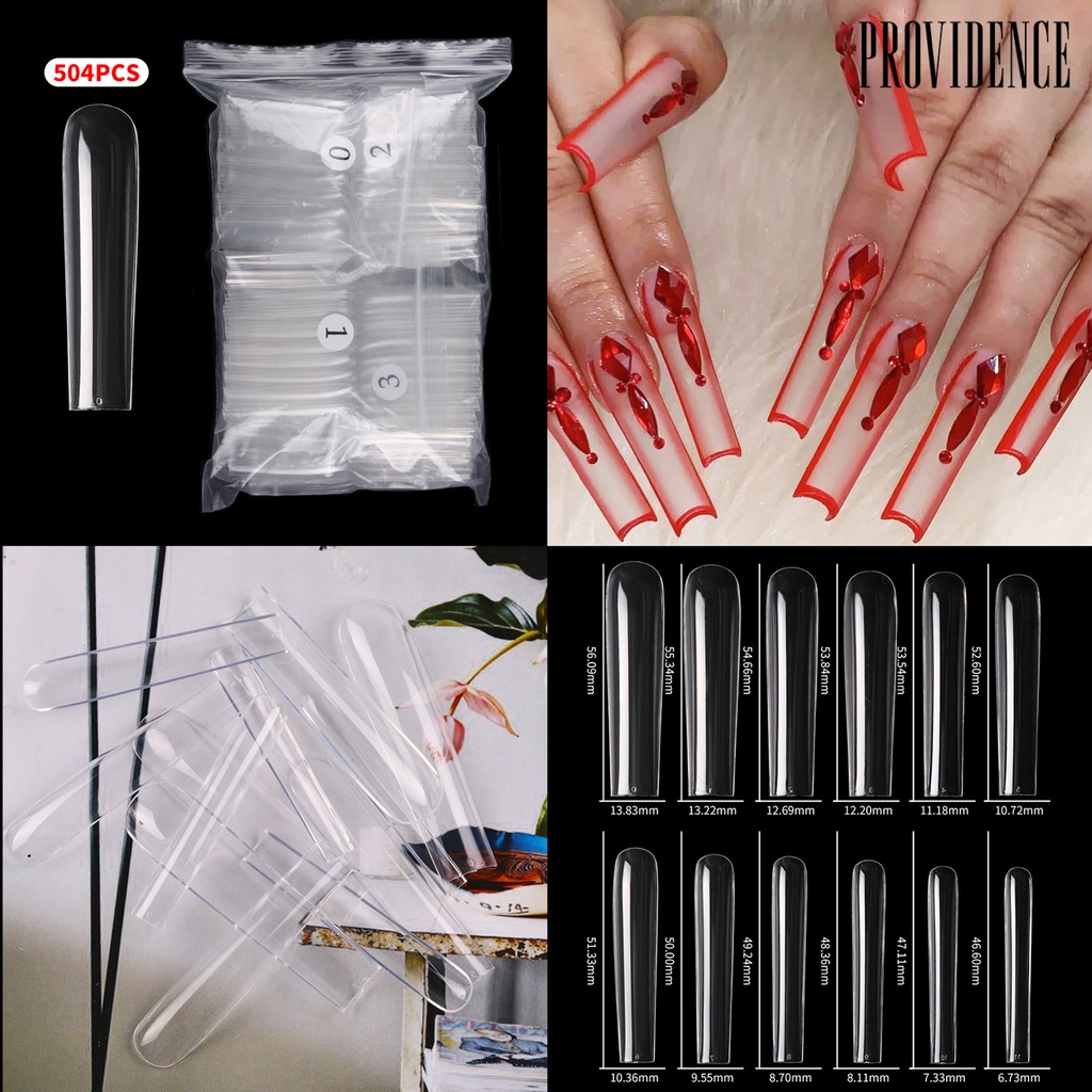 Providence 504pcs / Set Kuku Palsu Full Cover Super Panjang Untuk Manicure