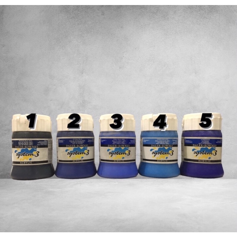 

Daler Rowney System 3 Acrylic Paint Cat Akrilik Murah Varian Warna Color blue Biru 250ml 1/4 liter