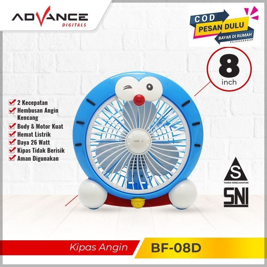 Kipas Angin ADVANCE BF-08D Karakter Doraemon Duduk 8 inch Original