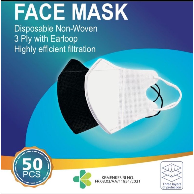 MASKER DUCKBILL FACE MASK GARIS HIDUNG ISI 50 LEMBAR