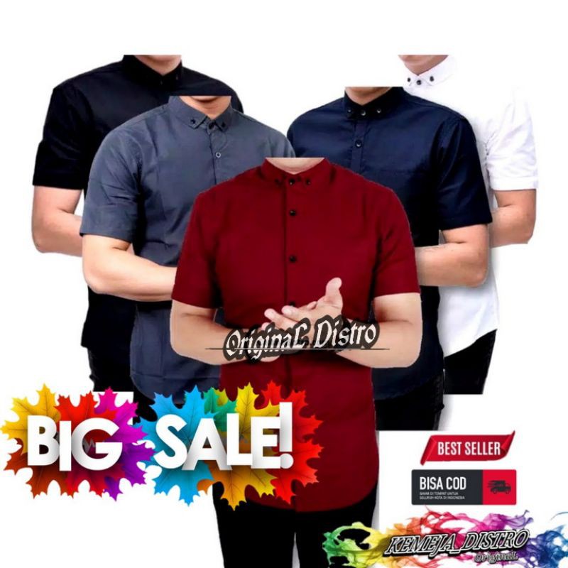 Kemeja Pendek Pria Kemeja Polos Kemeja Slimfit Kemeja Kasual Basic Hem Pria