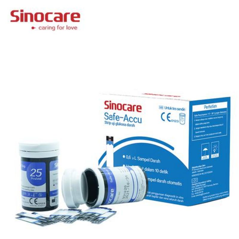 25 Strip Sinocare Safe Accu Strip Cek Gula Darah