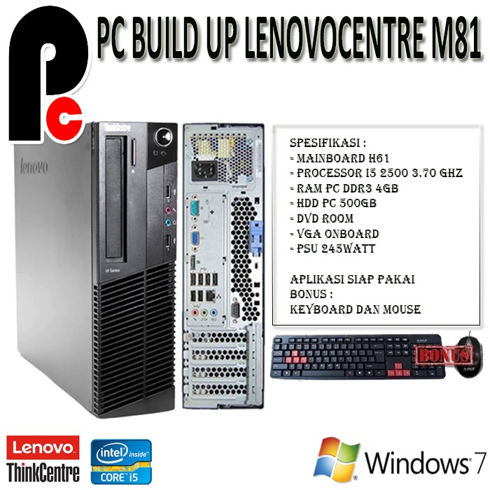 PC KOMPUTER PC BUILT UP LENOVO THINKCENTRE M81 CORE I5 SIAP PAKAI