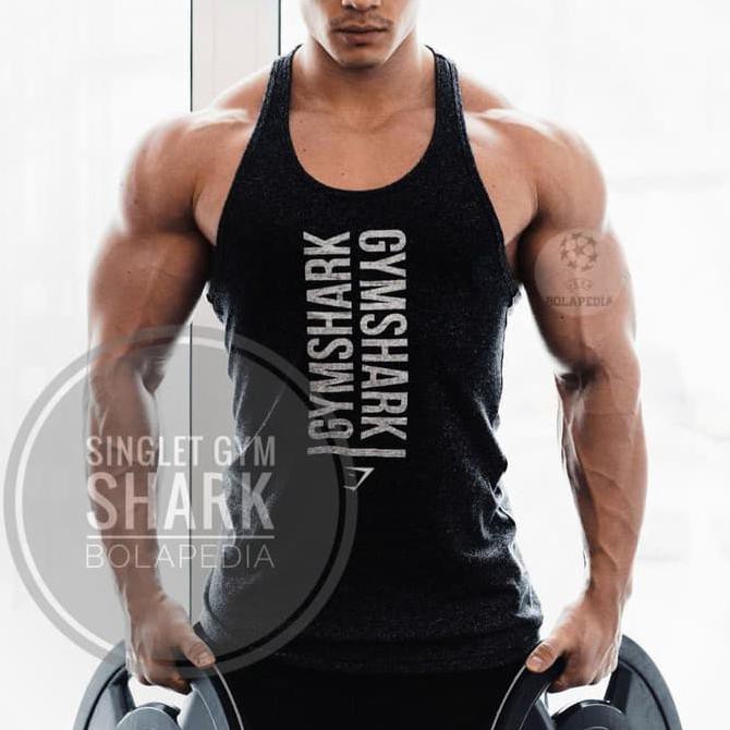 (PROMO) Singlet GYM SHARK WORD / kaos gym fitnes / Baju training fitness pria
