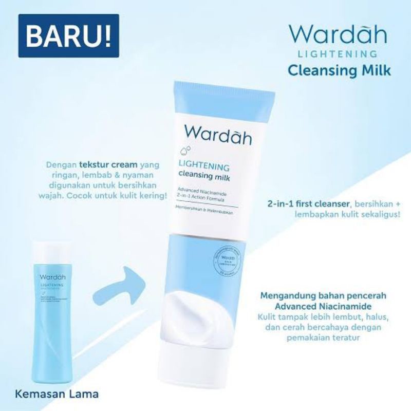 Wardah Lightening Cleansing Milk 100 ml/Wardah Cleansing Milk/Wardah Lightening/Wardah Susu Pembersi