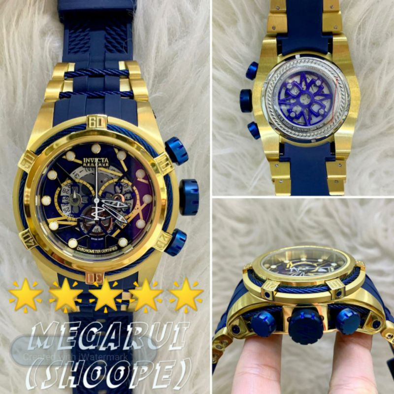 JAM TANGAN COWOK INVICTA RESERVE BLUE GOLD CHRONOGRAFE SUPER PREMIUM AAA