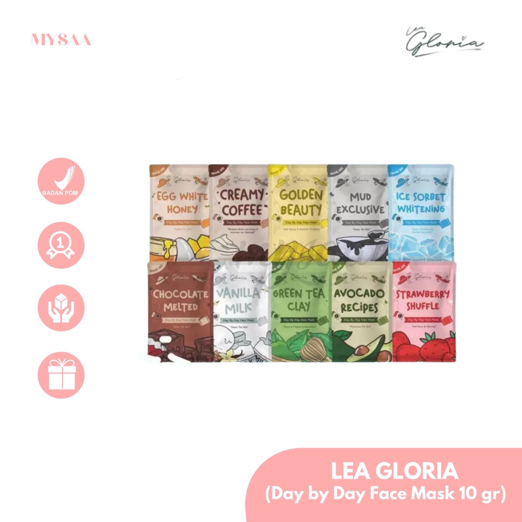 DISTRIBUTOR RESMI MASKER WAJAH ORGANIK TRAVEL SIZE LEA GLORIA BPOM AMAN TERMURAH 10GR