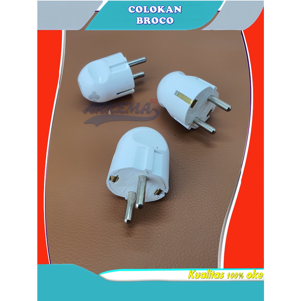 COLOKAN LISTRIK BROCO | STEKER PUTIH 13310L  | STEKER BROCO BULAT PUTIH AC INDOOR | BULAT ORIGINAL