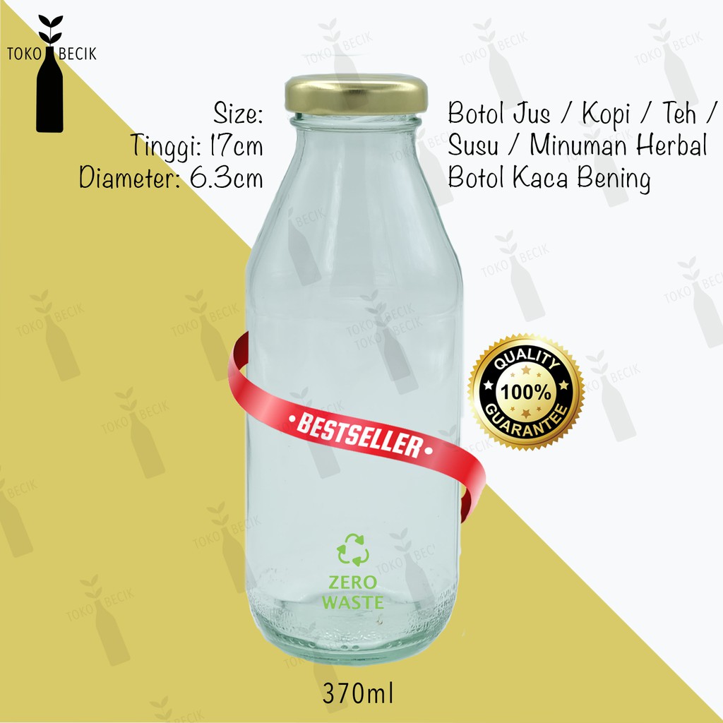 

Botol Kaca Bening Minuman 370ml - Juice Jus / Coffee Kopi / Milk Susu / Beer Bir / Jamu / Kombucha